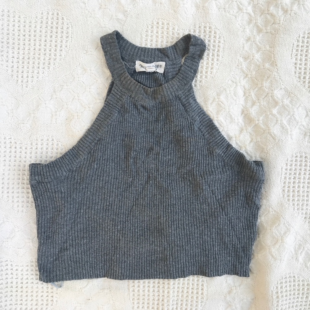 Cotton candy grey knit crop top